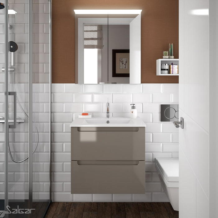 Monterrey Vanity Basin Unit 600 2 Metallic Drawers - Choose Colour
