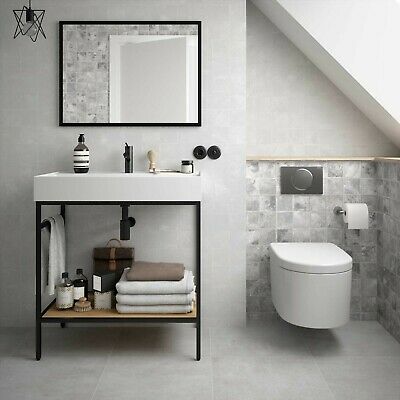 Black Vinci Noir 600mm frame Unit with Oak Shelf & Basin - 600mm x 460mm - Salgar