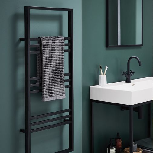 Noir Square Boxed 1200 x 500mm Towel Radiator - Matt Black