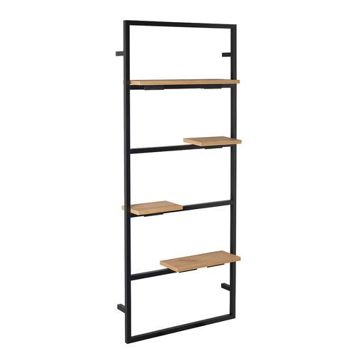 Vinci Noir Wall Hung Shelving Unit - Africa oak shelf - 1400 x 640 x 85mm