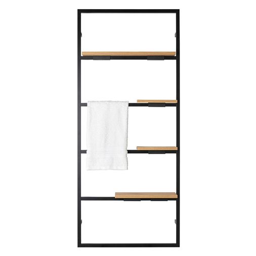 Vinci Noir Wall Hung Shelving Unit - Africa oak shelf - 1400 x 640 x 85mm