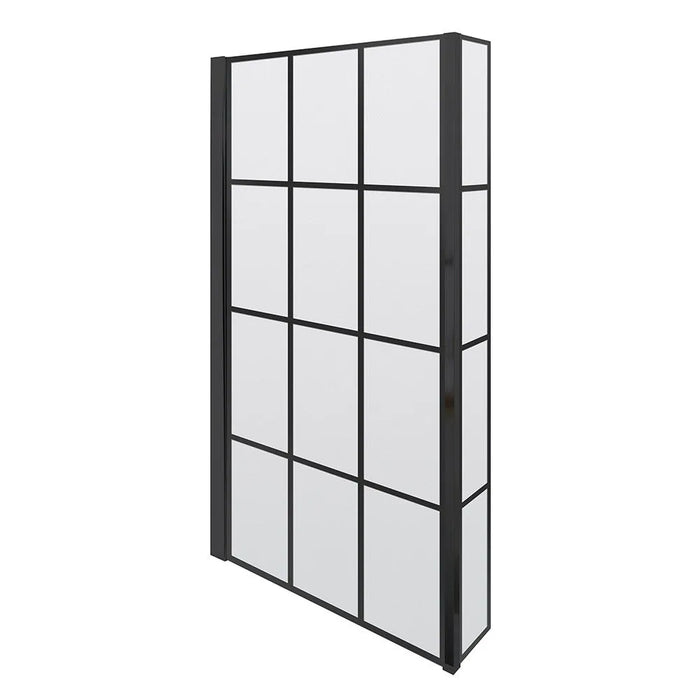 Optim Noir L - Shape Black Grid Framed Bath Screen