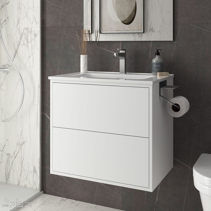 Optimus 600 Wall Hung Vanity Unit + Basin - Matt White