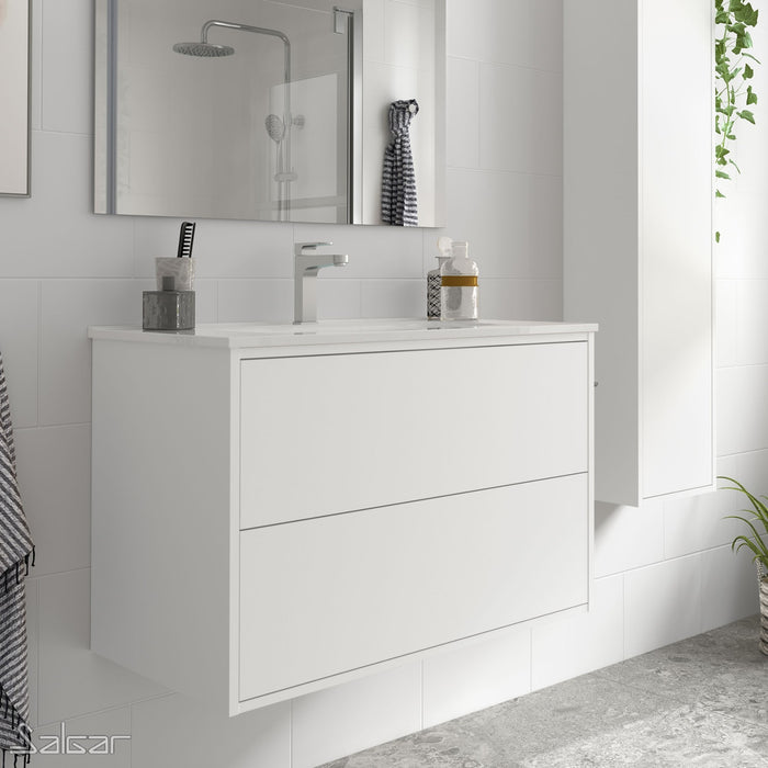 Optimus 800 Wall Hung Vanity Unit + Basin - Matt White