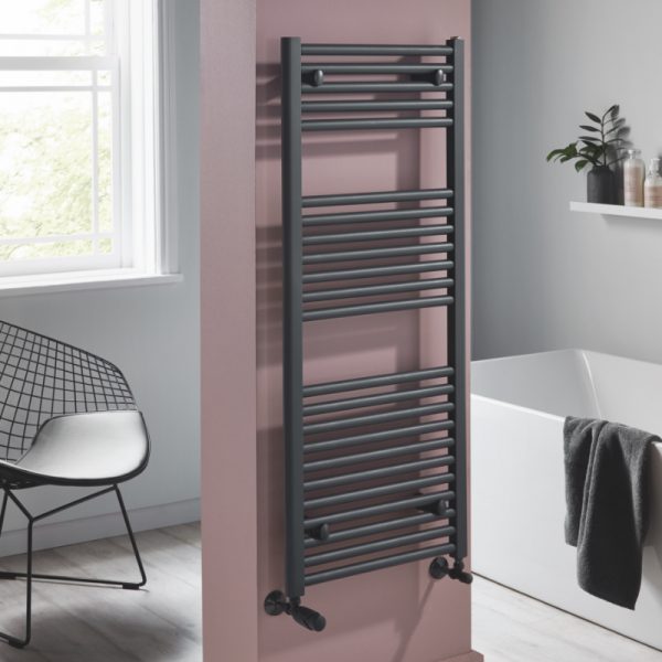 TowelRads Ladder Rail 1600x600mm Pisa Anthracite Straight Radiator