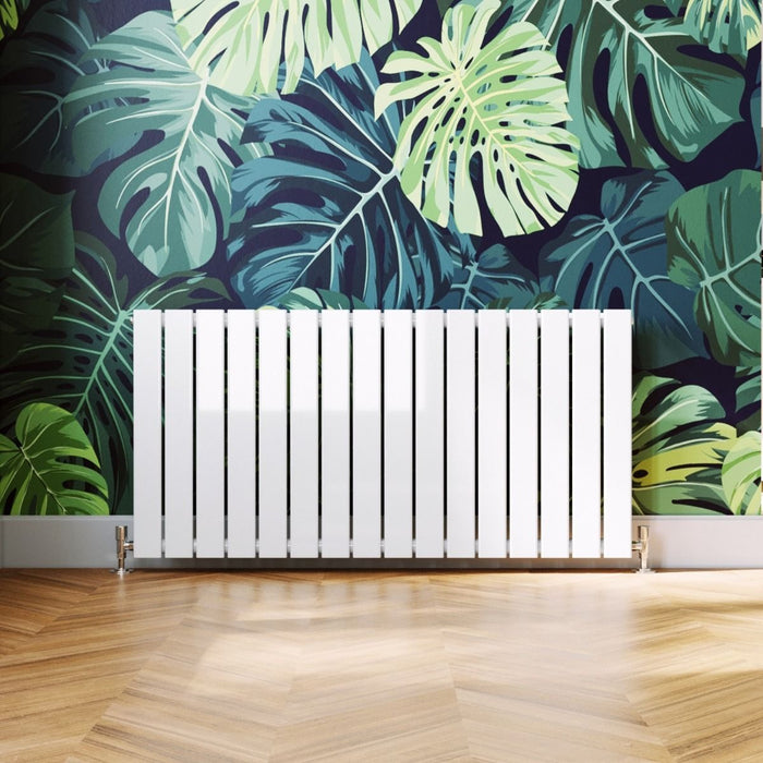 Elle 600 x 1210mm White Single Flat Panel Horizontal Designer Column Radiator
