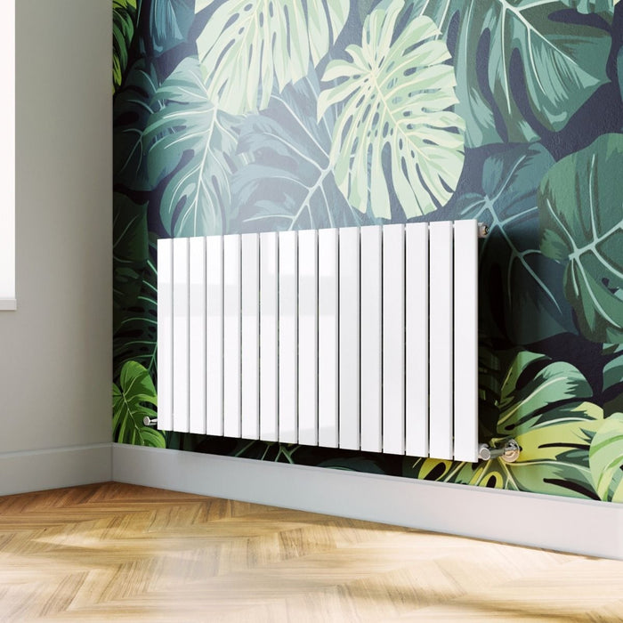 Elle 600 x 1210mm White Single Flat Panel Horizontal Designer Column Radiator