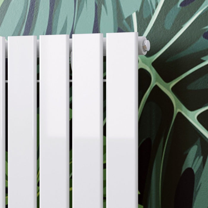 Elle 600 x 1210mm White Single Flat Panel Horizontal Designer Column Radiator