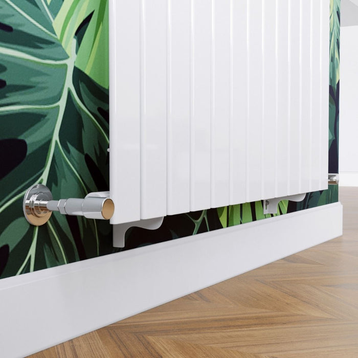 Elle 600 x 1210mm White Single Flat Panel Horizontal Designer Column Radiator