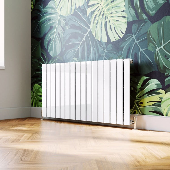 Elle 600 x 1210mm White Single Flat Panel Horizontal Designer Column Radiator