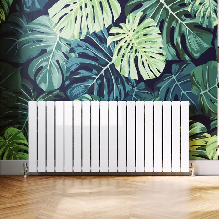 Elle 600 x 1360mm White Single Flat Panel Horizontal Designer Column Radiator