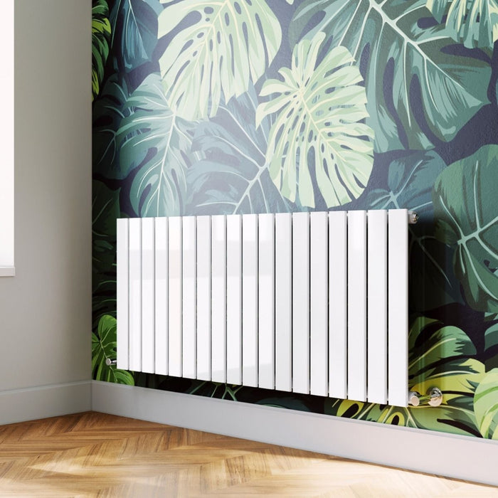 Elle 600 x 1360mm White Single Flat Panel Horizontal Designer Column Radiator