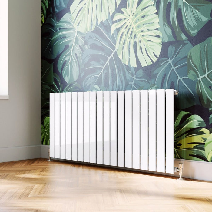 Elle 600 x 1360mm White Single Flat Panel Horizontal Designer Column Radiator