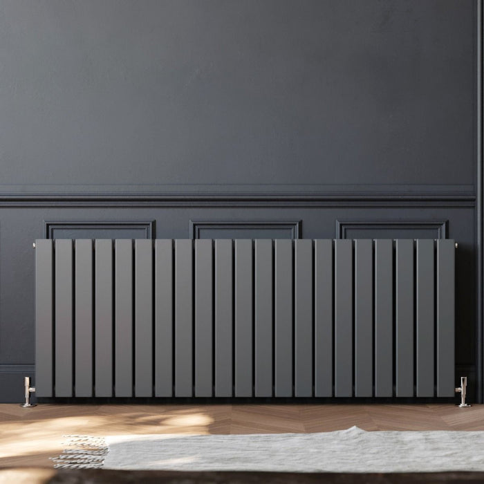 Elle 600 x 1596mm Anthracite Double Flat Panel Horizontal Designer Grey Column Radiator