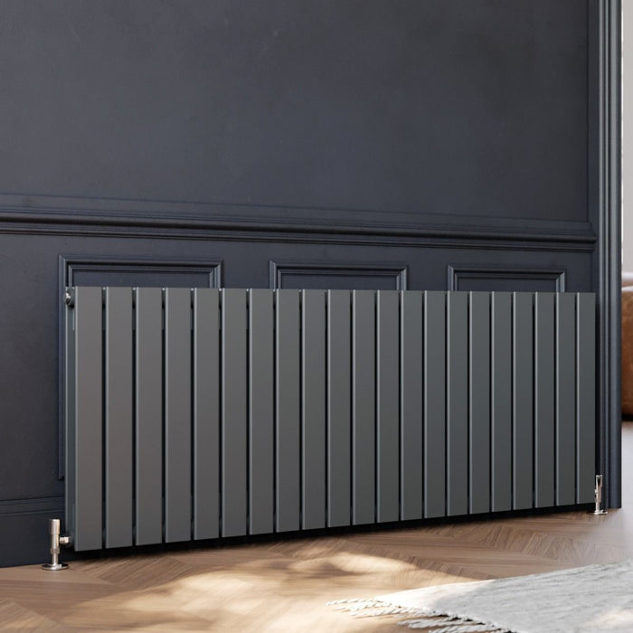Elle 600 x 1596mm Anthracite Double Flat Panel Horizontal Designer Grey Column Radiator