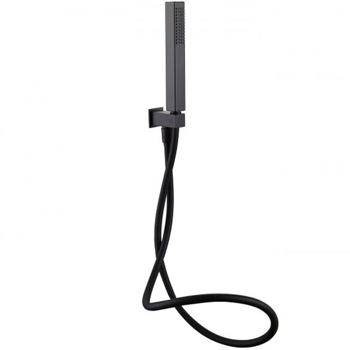 Black Noir Solex Square Shower Handset Kit with Handset, Hose & Wall Outlet Holder