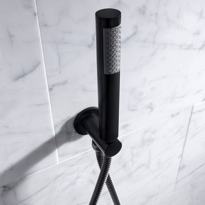 Black Noir Solex Round Shower Handset Kit with Handset, Hose & Wall Outlet Holder
