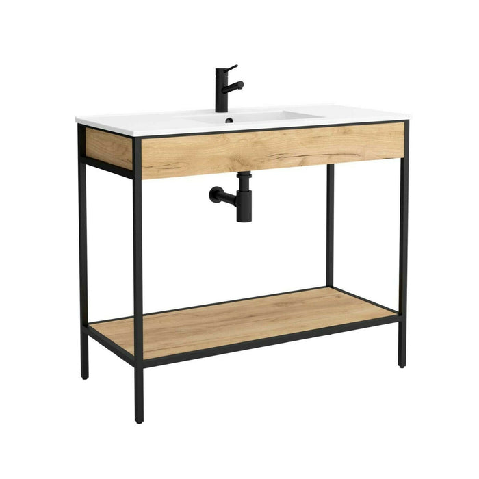 Vinci Noir Bespoke Oak Floor Standing Vanity + Basin
