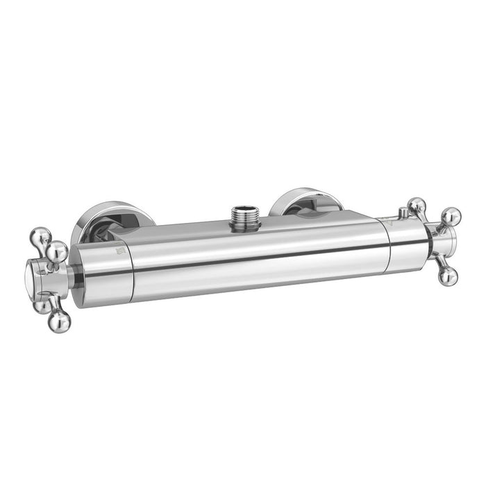 Classic Traditional Exposed Crosshead Top Outlet Thermostatic Bar Shower Valve - Chrome