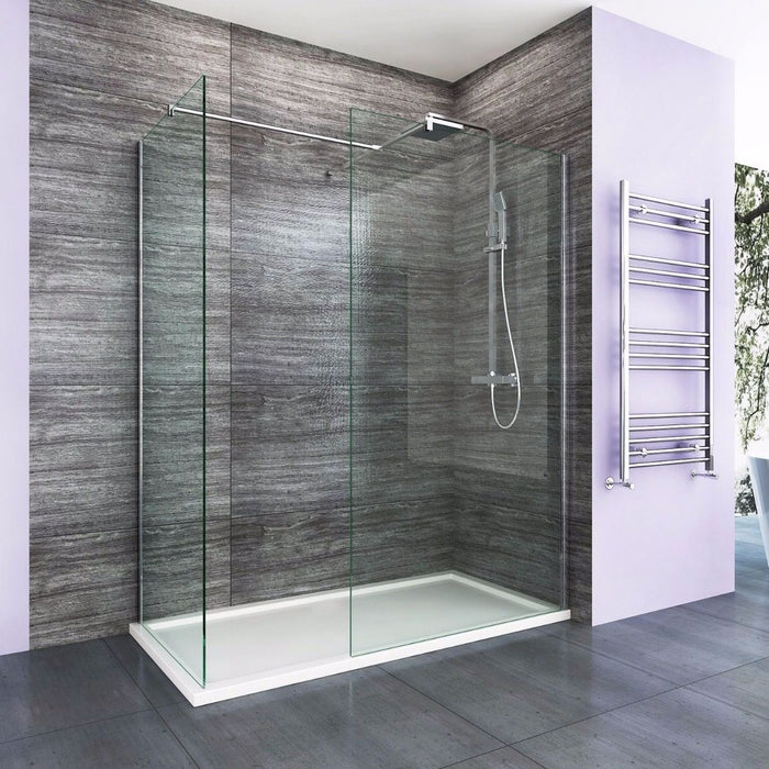 Elle 1200 X 700mm Easy Clean Walk-In Shower Enclosure (Inc Shower Panels + Stone Resin Tray + Waste)